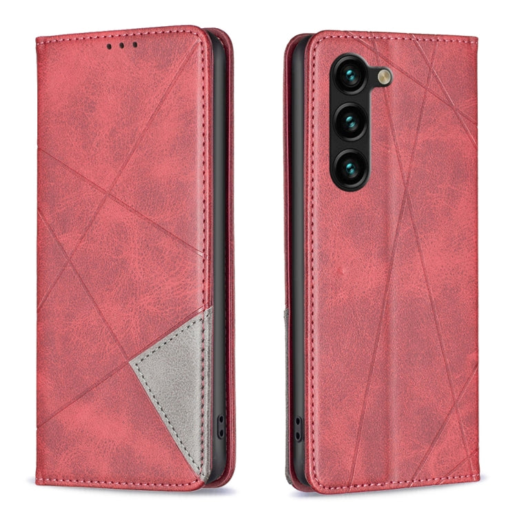 For Samsung Galaxy S25+ 5G Rhombus Texture Magnetic Leather Phone Case(Red) - Galaxy S25+ 5G Cases by PMC Jewellery | Online Shopping South Africa | PMC Jewellery | Buy Now Pay Later Mobicred