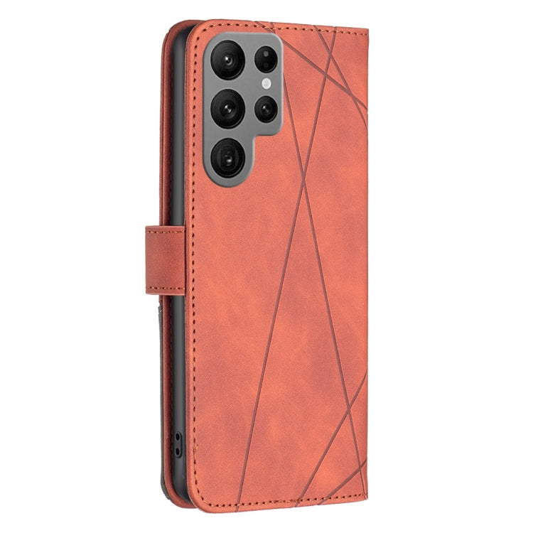 For Samsung Galaxy S25 Ultra 5G Magnetic Buckle Rhombus Texture Leather Phone Case(Brown) - Galaxy S25 Ultra 5G Cases by PMC Jewellery | Online Shopping South Africa | PMC Jewellery | Buy Now Pay Later Mobicred