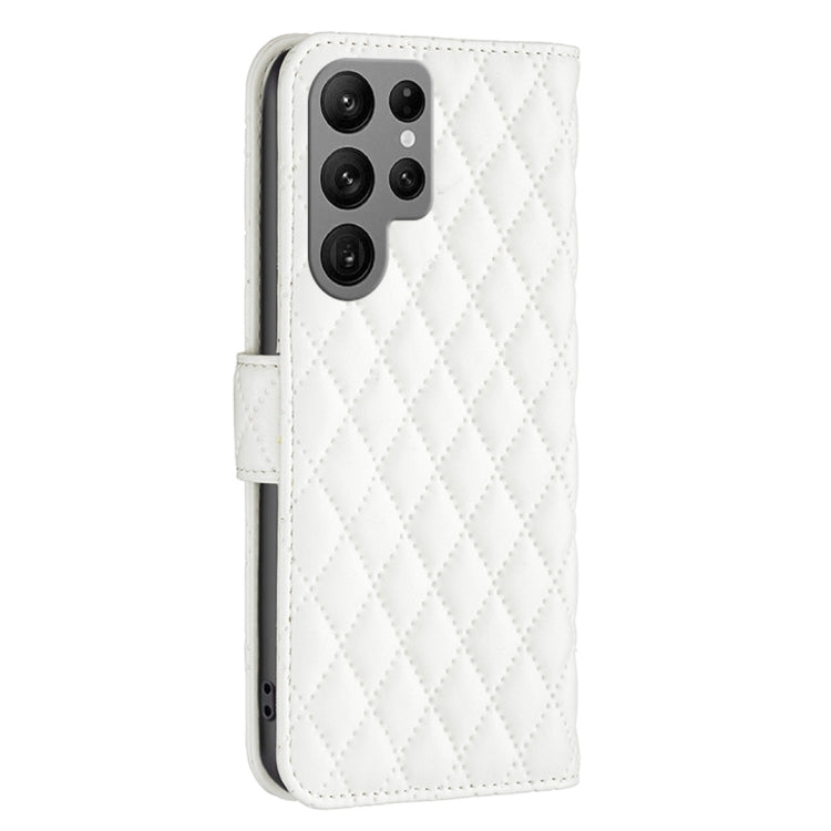 For Samsung Galaxy S25 Ultra 5G Diamond Lattice Wallet Flip Leather Phone Case(White) - Galaxy S25 Ultra 5G Cases by PMC Jewellery | Online Shopping South Africa | PMC Jewellery | Buy Now Pay Later Mobicred