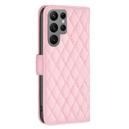 For Samsung Galaxy S25 Ultra 5G Diamond Lattice Wallet Flip Leather Phone Case(Pink) - Galaxy S25 Ultra 5G Cases by PMC Jewellery | Online Shopping South Africa | PMC Jewellery | Buy Now Pay Later Mobicred