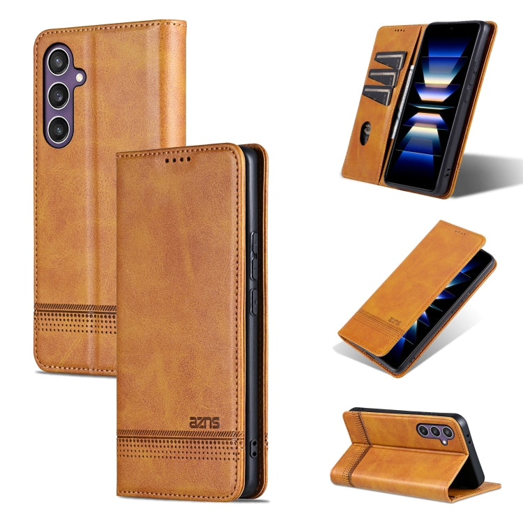 For Samsung Galaxy S24 FE 5G AZNS Magnetic Calf Texture Flip Leather Phone Case(Light Brown) - Galaxy S24 FE 5G Cases by AZNS | Online Shopping South Africa | PMC Jewellery | Buy Now Pay Later Mobicred