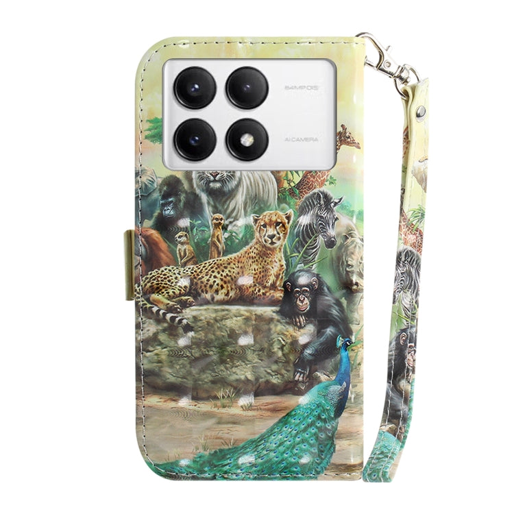 For Xiaomi Redmi K70 Pro / K70 3D Colored Flip Leather Phone Case(Zoo) - K70 Cases by PMC Jewellery | Online Shopping South Africa | PMC Jewellery | Buy Now Pay Later Mobicred