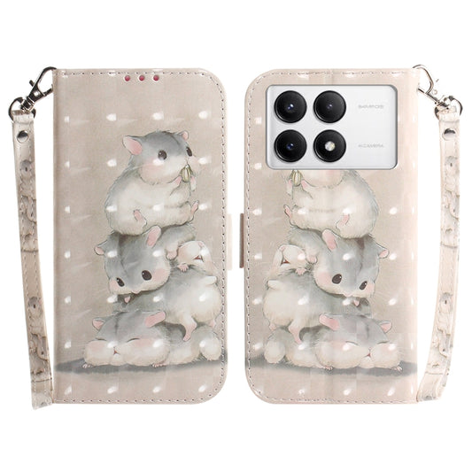 For Xiaomi Redmi K70 Pro / K70 3D Colored Flip Leather Phone Case(Squirrels) - K70 Cases by PMC Jewellery | Online Shopping South Africa | PMC Jewellery | Buy Now Pay Later Mobicred