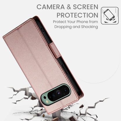 For Google Pixel 9 Side Buckle Magnetic Frosted Leather Phone Case(Rose Gold) - Google Cases by PMC Jewellery | Online Shopping South Africa | PMC Jewellery | Buy Now Pay Later Mobicred