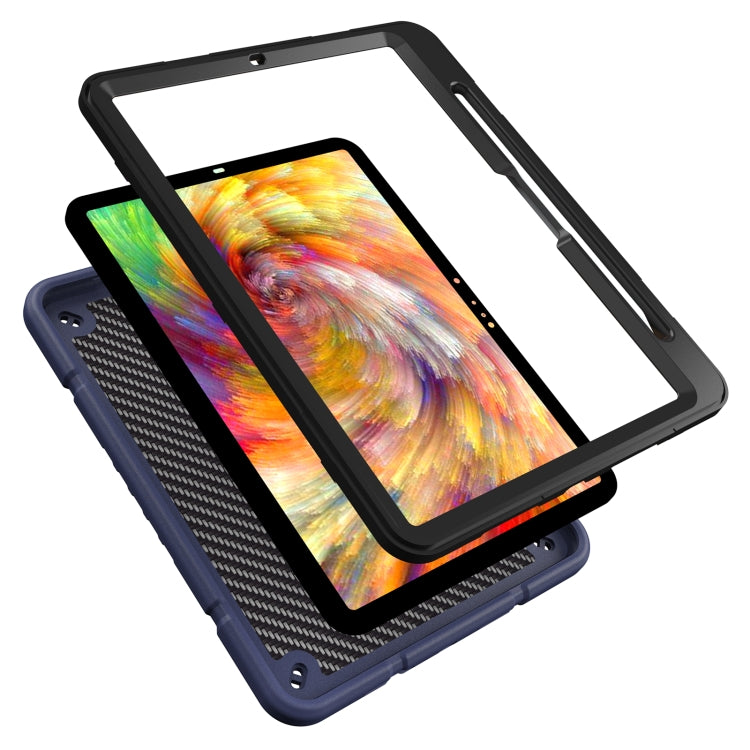 For iPad Pro 11 2024 Armor Holder Silicone Hybrid PC Tablet Case(Navy Blue Black) - iPad Pro 11 2024 Cases by PMC Jewellery | Online Shopping South Africa | PMC Jewellery | Buy Now Pay Later Mobicred