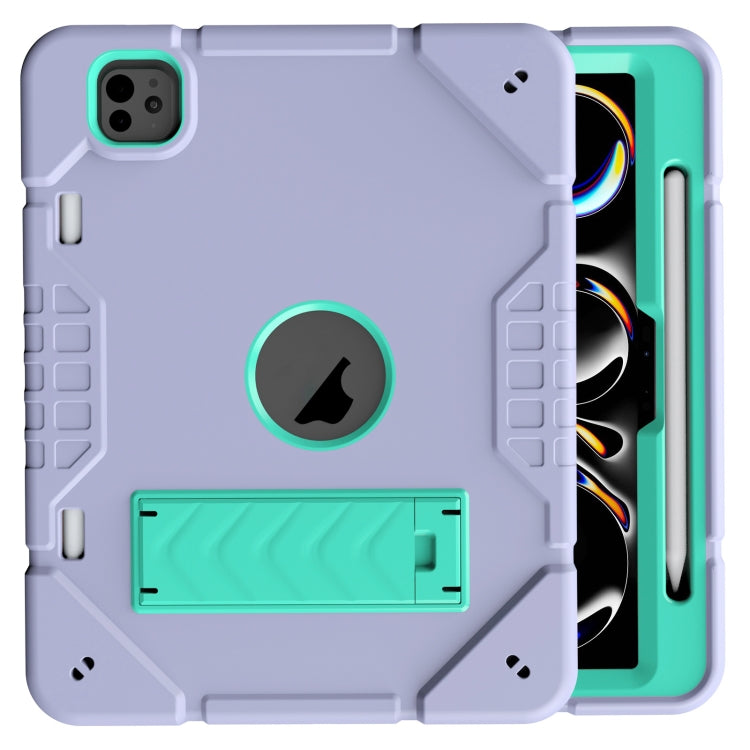 For iPad Pro 11 2024 Armor Holder Silicone Hybrid PC Tablet Case(Purple Mint Green) - iPad Pro 11 2024 Cases by PMC Jewellery | Online Shopping South Africa | PMC Jewellery | Buy Now Pay Later Mobicred