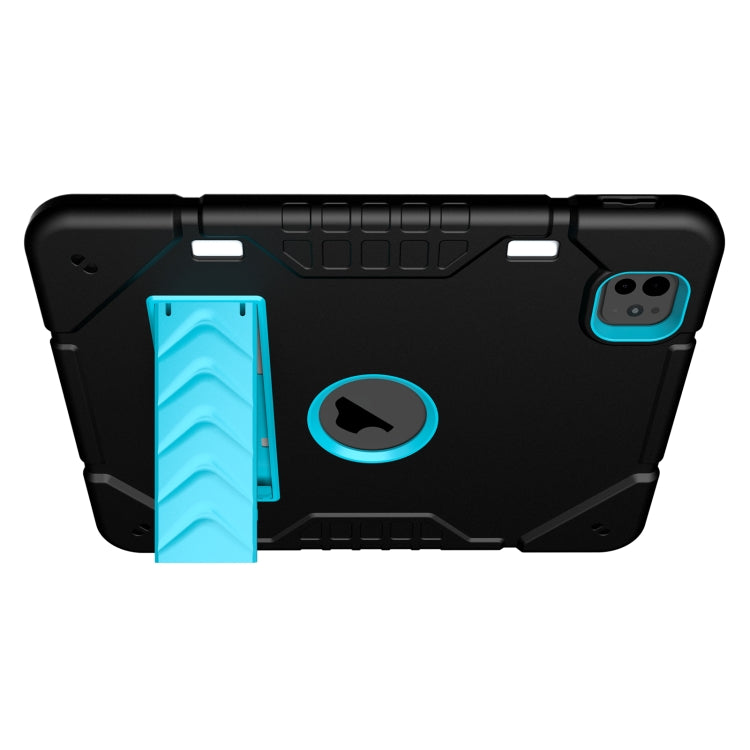 For iPad Pro 11 2024 Armor Holder Silicone Hybrid PC Tablet Case(Black Blue) - iPad Pro 11 2024 Cases by PMC TechLife | Online Shopping South Africa | PMC TechLife | Buy Now Pay Later Mobicred