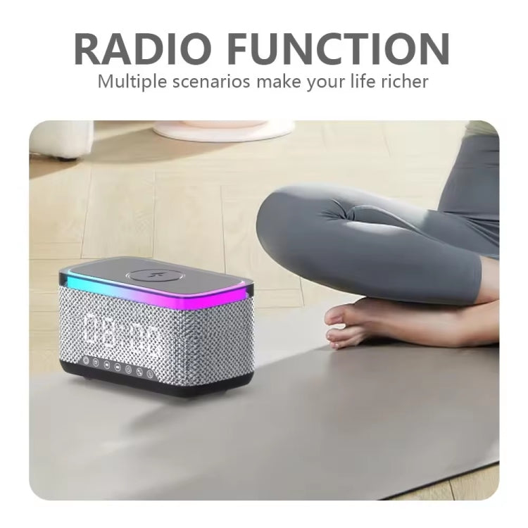 AEC S300 Portable 10W Power Multifunction Bluetooth Speaker Alarm Clock Wireless Charger(White) - Desktop Speaker by AEC | Online Shopping South Africa | PMC Jewellery | Buy Now Pay Later Mobicred