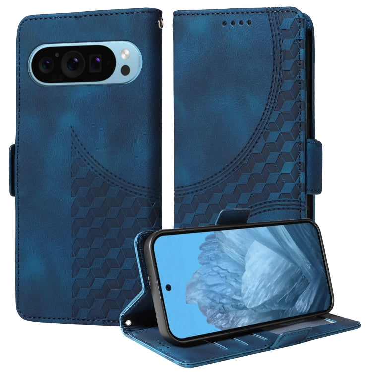 For Google Pixel 9 / 9 Pro Embossed Rhombus Starry Leather Phone Case(Blue) - Google Cases by PMC Jewellery | Online Shopping South Africa | PMC Jewellery | Buy Now Pay Later Mobicred