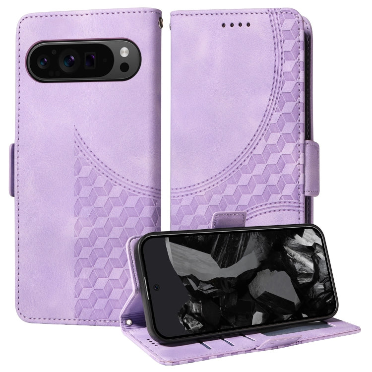 For Google Pixel 9 Pro XL Embossed Rhombus Starry Leather Phone Case(Purple) - Google Cases by PMC Jewellery | Online Shopping South Africa | PMC Jewellery | Buy Now Pay Later Mobicred