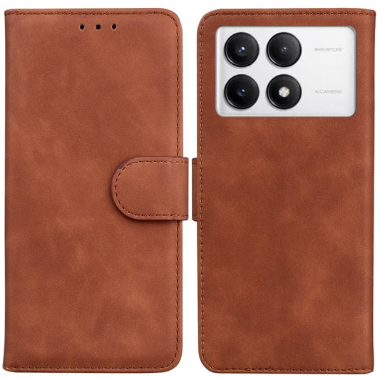 For Xiaomi Redmi K70 / K70 Pro Skin Feel Pure Color Flip Leather Phone Case(Brown) - K70 Cases by PMC Jewellery | Online Shopping South Africa | PMC Jewellery | Buy Now Pay Later Mobicred