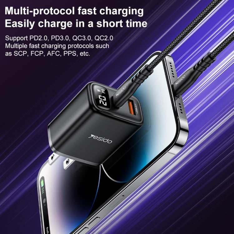 Yesido YC12U 20W USB-C / Type-C + USB Digital Display Charger, Specification:US Plug(Black) - free shipping - PMC TechLife - Order now!