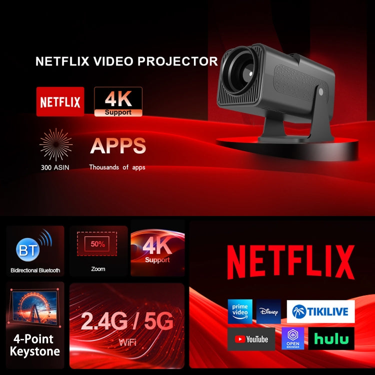 Y6S 4K Android 12.0 Portable Home HD Mini WiFi Projector(US Plug) - Mini Projector by PMC TechLife | Online Shopping South Africa | PMC TechLife | Buy Now Pay Later Mobicred
