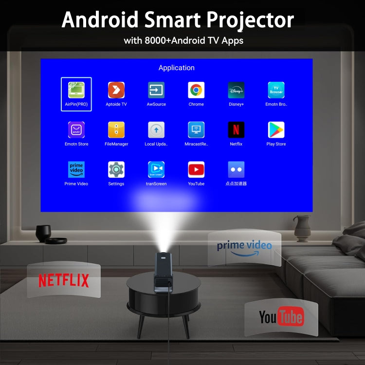 Y6S 4K Android 12.0 Portable Home HD Mini WiFi Projector(US Plug) - Mini Projector by PMC TechLife | Online Shopping South Africa | PMC TechLife | Buy Now Pay Later Mobicred
