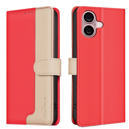 For iPhone 16 Plus Color Matching RFID Anti-theft Leather Phone Case(Red) - iPhone 16 Plus Cases by PMC Jewellery | Online Shopping South Africa | PMC Jewellery | Buy Now Pay Later Mobicred