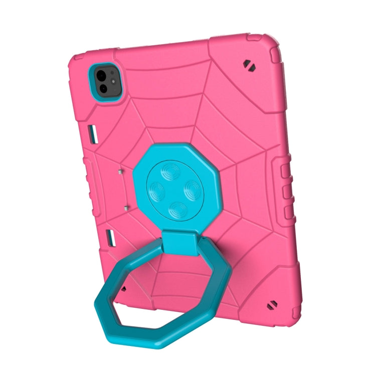 For iPad Pro 11 2024 Spider Turntable Handle Stress Relief Tablet Case(Rose Red Blue) - iPad Pro 11 2024 Cases by PMC TechLife | Online Shopping South Africa | PMC TechLife | Buy Now Pay Later Mobicred