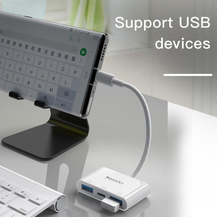 Yesido GS17 USB-C / Type-C to Dual USB + USB-C / Type-C OTG Adapter(White) - Converter & Adapter by Yesido | Online Shopping South Africa | PMC Jewellery | Buy Now Pay Later Mobicred