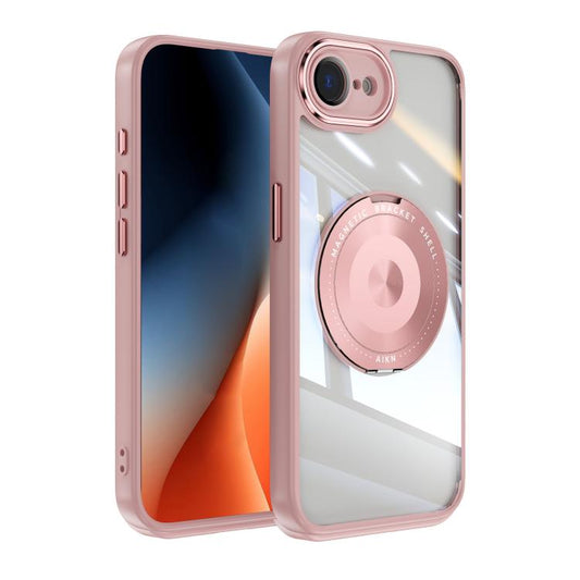 For iPhone 16e 360 Holder Magsafe Acrylic Hybrid TPU Phone Case(Pink) - iPhone 16e Cases by PMC Jewellery | Online Shopping South Africa | PMC Jewellery | Buy Now Pay Later Mobicred