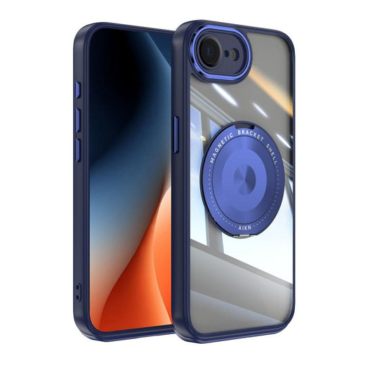 For iPhone 16e 360 Holder Magsafe Acrylic Hybrid TPU Phone Case(Blue) - iPhone 16e Cases by PMC Jewellery | Online Shopping South Africa | PMC Jewellery | Buy Now Pay Later Mobicred