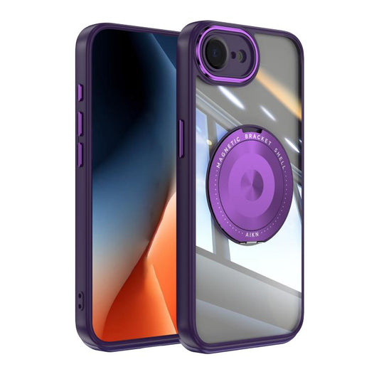 For iPhone 16e 360 Holder Magsafe Acrylic Hybrid TPU Phone Case(Purple) - iPhone 16e Cases by PMC Jewellery | Online Shopping South Africa | PMC Jewellery | Buy Now Pay Later Mobicred