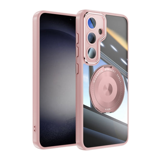 For Samsung Galaxy S25+ 5G 360 Holder MagSafe Acrylic Hybrid TPU Phone Case(Pink) - Galaxy S25+ 5G Cases by PMC Jewellery | Online Shopping South Africa | PMC Jewellery | Buy Now Pay Later Mobicred