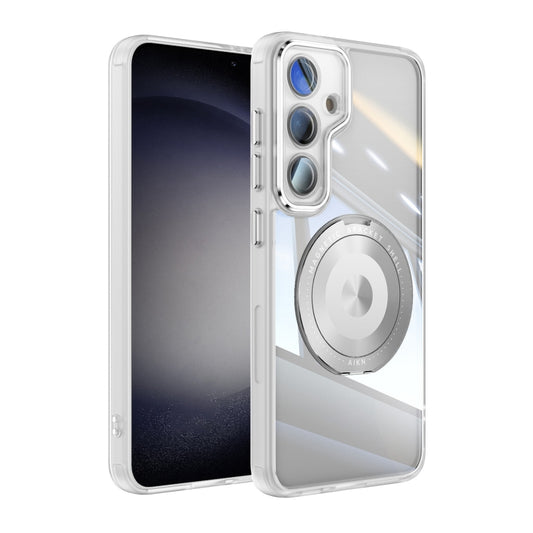 For Samsung Galaxy S25 5G 360 Holder MagSafe Acrylic Hybrid TPU Phone Case(Frosted White) - Galaxy S25 5G Cases by PMC Jewellery | Online Shopping South Africa | PMC Jewellery | Buy Now Pay Later Mobicred