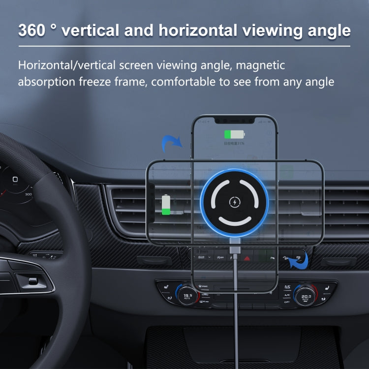 M68 15W Magnetic QI Standard Wireless Charging Car Holder(Dark Grey) - Wireless Charger Holders by PMC Jewellery | Online Shopping South Africa | PMC Jewellery | Buy Now Pay Later Mobicred
