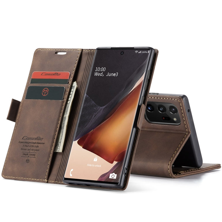 For Samsung Galaxy Note20 Ultra CaseMe Multifunctional Horizontal Flip Leather Case, with Card Slot & Holder & Wallet(Coffee) - Galaxy Phone Cases by CaseMe | Online Shopping South Africa | PMC Jewellery | Buy Now Pay Later Mobicred