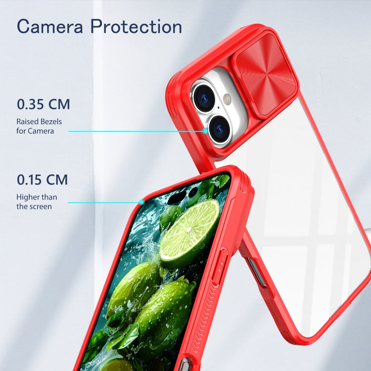 For iPhone 16 Sliding Camshield Acrylic Hybrid TPU Phone Case(Red) - iPhone 16 Cases by PMC TechLife | Online Shopping South Africa | PMC TechLife | Buy Now Pay Later Mobicred