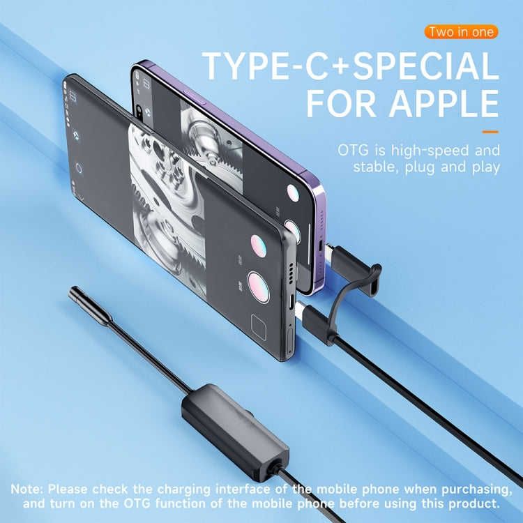 AN112 2 in 1 USB-C / Type-C + 8 Pin Interface 8mm HD Industry Endoscope, Length:10m Hard Tube -  by PMC TechLife | Online Shopping South Africa | PMC TechLife | Buy Now Pay Later Mobicred