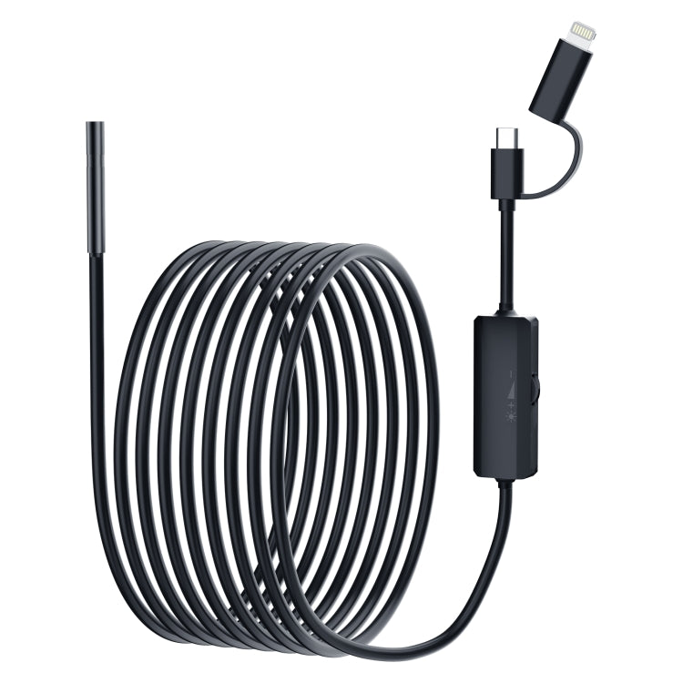 AN112 2 in 1 USB-C / Type-C + 8 Pin Interface 5.5mm HD Industry Endoscope, Length:10m Hard Tube -  by PMC Jewellery | Online Shopping South Africa | PMC Jewellery | Buy Now Pay Later Mobicred