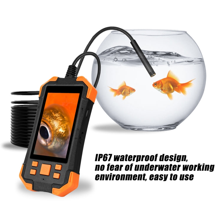 T20 4.3 inch IPS Screen 8mm Single Camera IP67 Waterproof Hard Cable Digital Endoscope, Length:10m(Black Orange) -  by PMC Jewellery | Online Shopping South Africa | PMC Jewellery | Buy Now Pay Later Mobicred