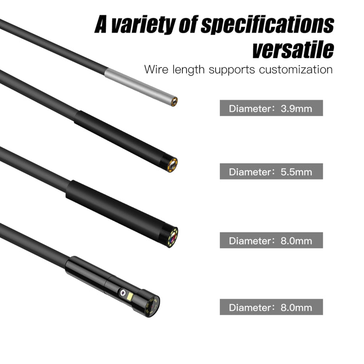 T20 4.3 inch IPS Screen 8mm Single Camera IP67 Waterproof Hard Cable Digital Endoscope, Length:5m(Black Orange) -  by PMC TechLife | Online Shopping South Africa | PMC TechLife | Buy Now Pay Later Mobicred