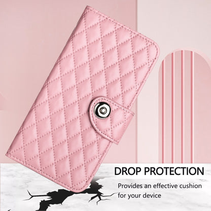 For Redmi K70 Ultra 5G Global Rhombic Texture Flip Leather Phone Case with Lanyard(Pink) - Xiaomi Cases by PMC Jewellery | Online Shopping South Africa | PMC Jewellery | Buy Now Pay Later Mobicred