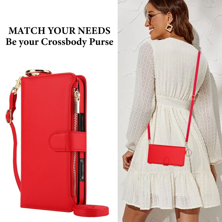 For iPhone 16 Crossbody Ring Multifunctional Wallet Leather Phone Case(Red) - iPhone 16 Cases by PMC Jewellery | Online Shopping South Africa | PMC Jewellery | Buy Now Pay Later Mobicred