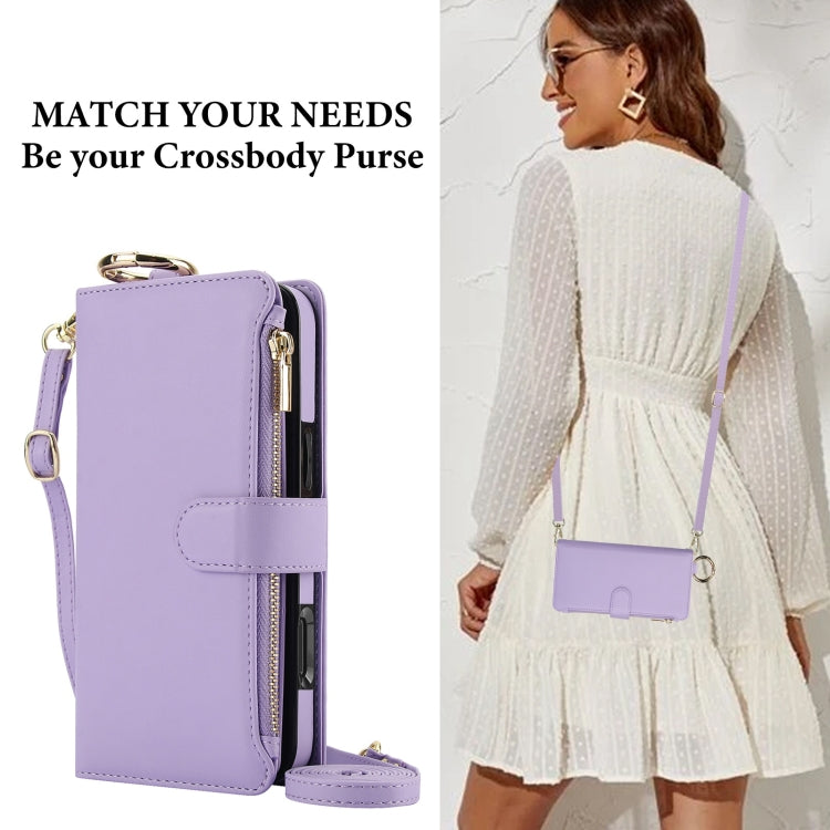 For iPhone 16 Crossbody Ring Multifunctional Wallet Leather Phone Case(Purple) - iPhone 16 Cases by PMC Jewellery | Online Shopping South Africa | PMC Jewellery | Buy Now Pay Later Mobicred