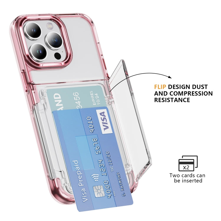 For iPhone 16 Card Holder Acrylic Hybrid TPU Phone Case(Transparent Pink) - iPhone 16 Cases by PMC Jewellery | Online Shopping South Africa | PMC Jewellery | Buy Now Pay Later Mobicred