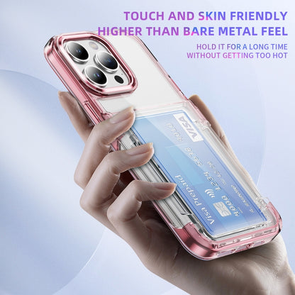 For iPhone 16 Pro Max Card Holder Acrylic Hybrid TPU Phone Case(Transparent Pink) - iPhone 16 Pro Max Cases by PMC Jewellery | Online Shopping South Africa | PMC Jewellery | Buy Now Pay Later Mobicred