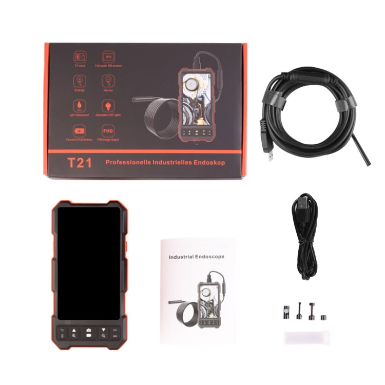 T21 4.5 inch IPS Color Screen 7.9mm Triple Camera Split Hard Cable Industrial Endoscope, Length:1m(Black Red) -  by PMC TechLife | Online Shopping South Africa | PMC TechLife | Buy Now Pay Later Mobicred