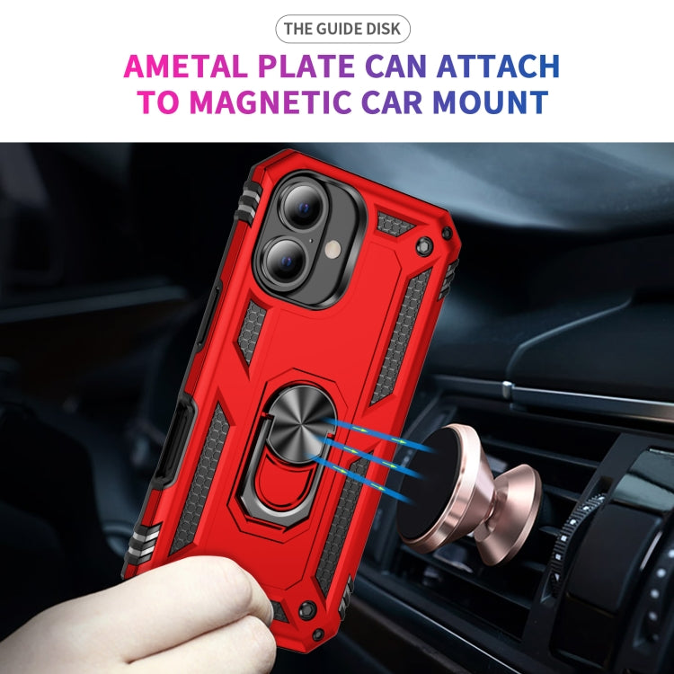 For iPhone 16 Shockproof TPU Hybrid PC Phone Case with Holder(Red) - iPhone 16 Cases by PMC TechLife | Online Shopping South Africa | PMC TechLife | Buy Now Pay Later Mobicred