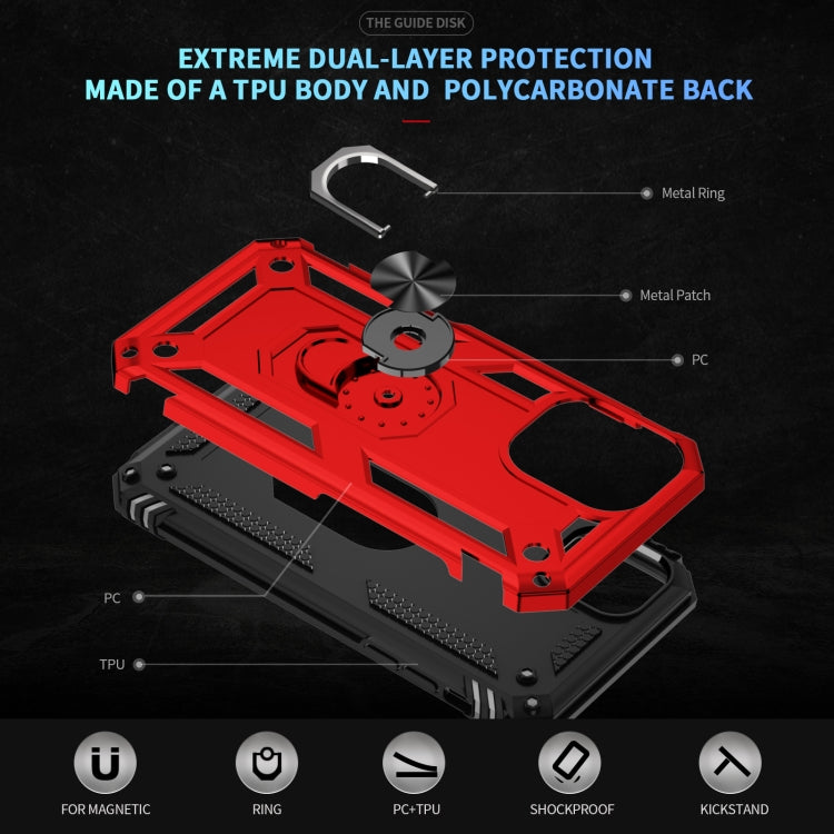 For iPhone 16 Shockproof TPU Hybrid PC Phone Case with Holder(Red) - iPhone 16 Cases by PMC TechLife | Online Shopping South Africa | PMC TechLife | Buy Now Pay Later Mobicred