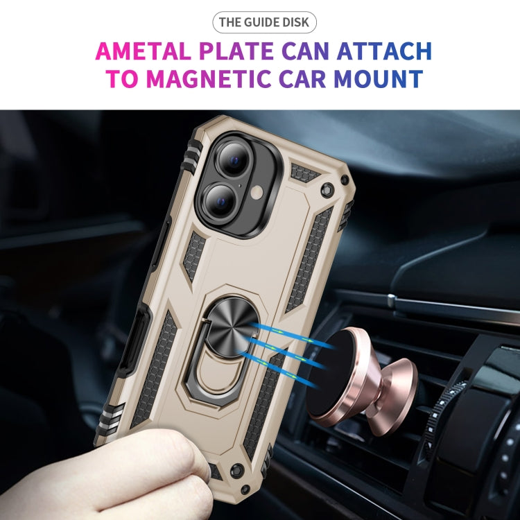 For iPhone 16 Plus Shockproof TPU Hybrid PC Phone Case with Holder(Gold) - iPhone 16 Plus Cases by PMC TechLife | Online Shopping South Africa | PMC TechLife | Buy Now Pay Later Mobicred