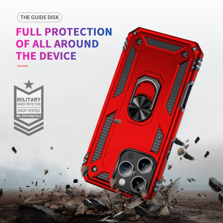 For iPhone 16 Pro Shockproof TPU Hybrid PC Phone Case with Holder(Red) - iPhone 16 Pro Cases by PMC Jewellery | Online Shopping South Africa | PMC Jewellery | Buy Now Pay Later Mobicred