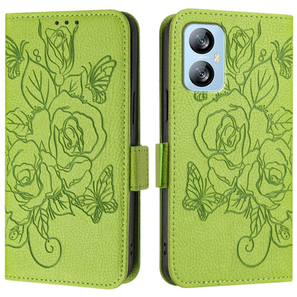 For Blackview A52 Embossed Rose RFID Anti-theft Leather Phone Case(Green) - More Brand by PMC Jewellery | Online Shopping South Africa | PMC Jewellery | Buy Now Pay Later Mobicred