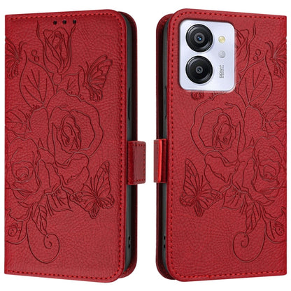 For Blackview Color 8 / Oscal Modern 8 Embossed Rose RFID Anti-theft Leather Phone Case(Red) - More Brand by PMC Jewellery | Online Shopping South Africa | PMC Jewellery | Buy Now Pay Later Mobicred