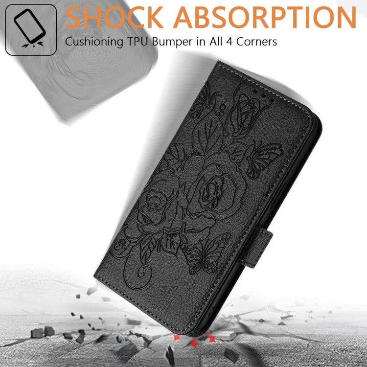 For Blackview Shark 8 Embossed Rose RFID Anti-theft Leather Phone Case(Black) - More Brand by PMC Jewellery | Online Shopping South Africa | PMC Jewellery | Buy Now Pay Later Mobicred
