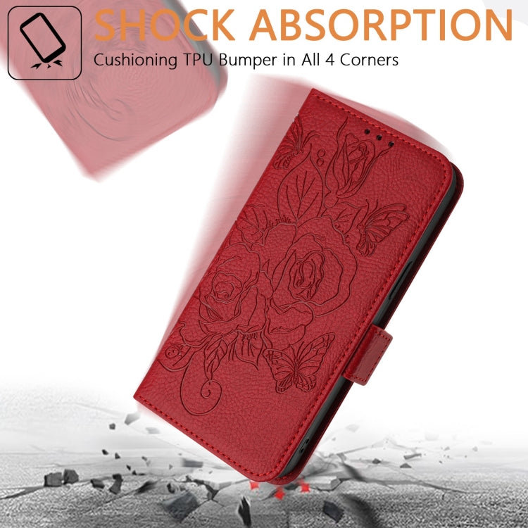 For Google Pixel 9 / 9 Pro Embossed Rose RFID Anti-theft Leather Phone Case(Red) - Google Cases by PMC Jewellery | Online Shopping South Africa | PMC Jewellery | Buy Now Pay Later Mobicred