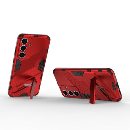 For Samsung Galaxy S25+ 5G Punk Armor 2 in 1 PC + TPU Shockproof Phone Case with Invisible Holder(Light Red) - Galaxy S25+ 5G Cases by PMC Jewellery | Online Shopping South Africa | PMC Jewellery | Buy Now Pay Later Mobicred