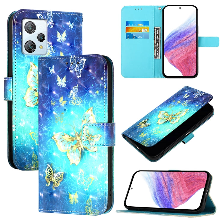 For Blackview A53 3D Painting Horizontal Flip Leather Phone Case(Golden Butterfly) - More Brand by PMC Jewellery | Online Shopping South Africa | PMC Jewellery | Buy Now Pay Later Mobicred