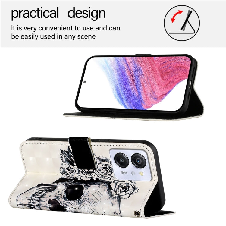 For Blackview Color 8 3D Painting Horizontal Flip Leather Phone Case(Skull) - More Brand by PMC TechLife | Online Shopping South Africa | PMC TechLife | Buy Now Pay Later Mobicred